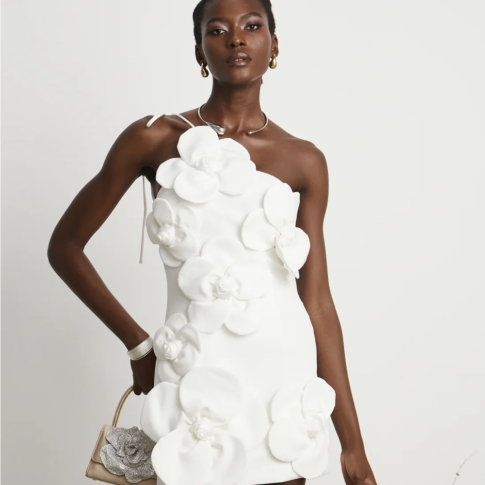 Elegant White Floral Women's Dress